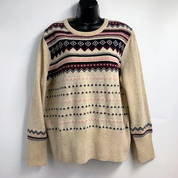 Barbour Sweaters - Barbour‎ Women's Birch Knit Fair Isle Crew Neck Wool Blend Sweater Size 14 NWT